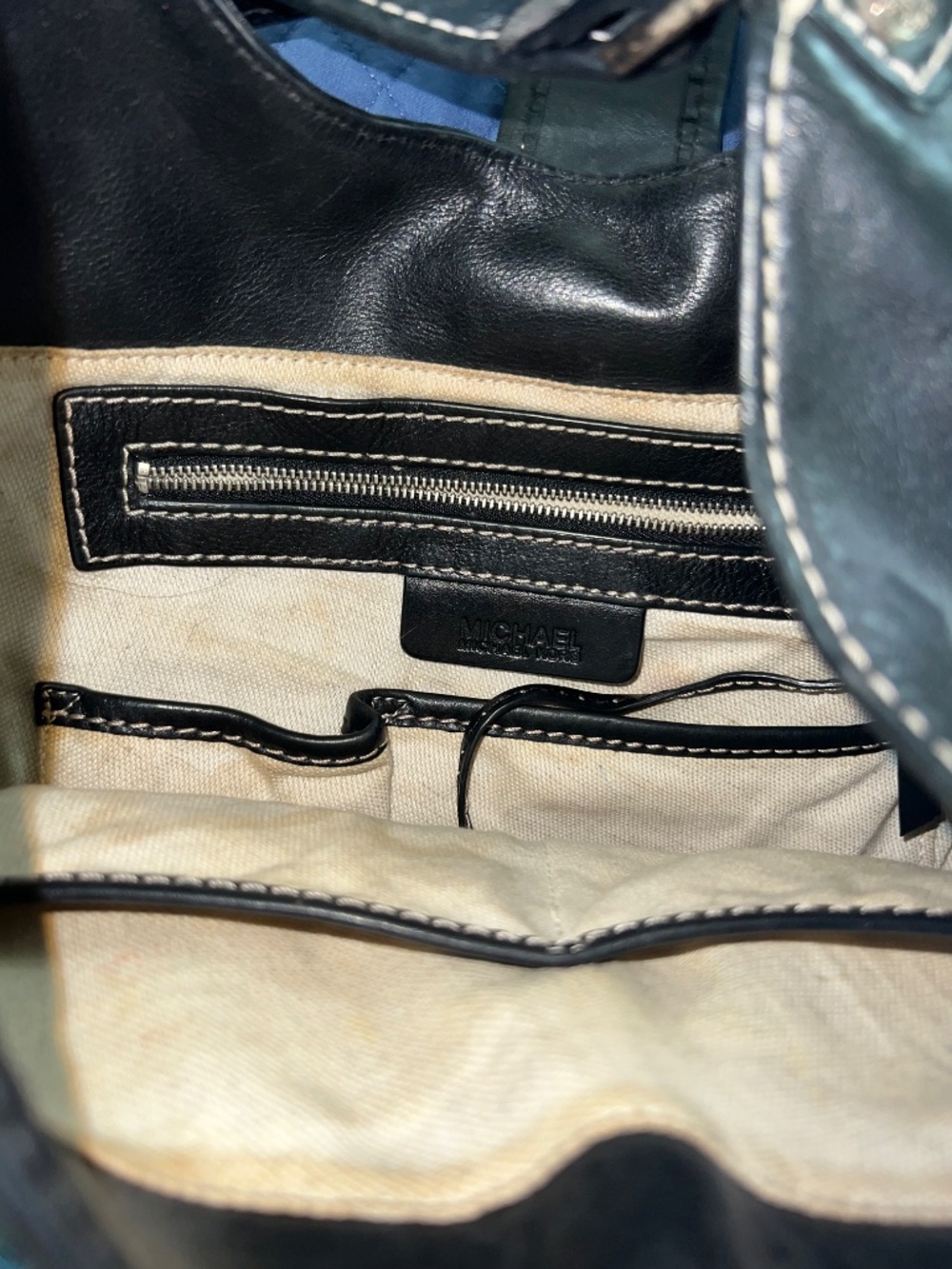 Vintage Michael Kors Black Leather Hobo Shoulder Bag Buckle Y2K - Picture 3 of 3